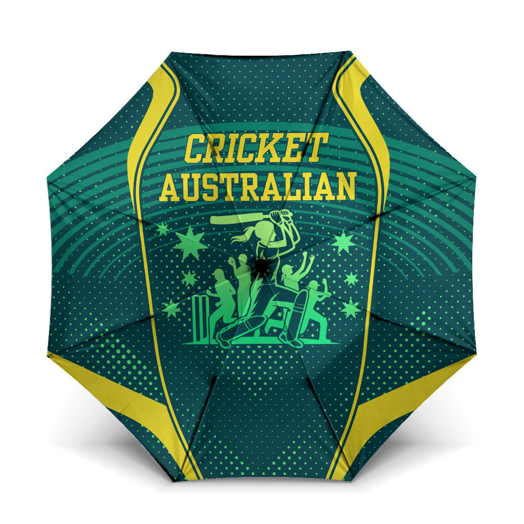 Australian Cricket Umbrella Dark Green Halftone Tech Graphic - Southern Cross Stars