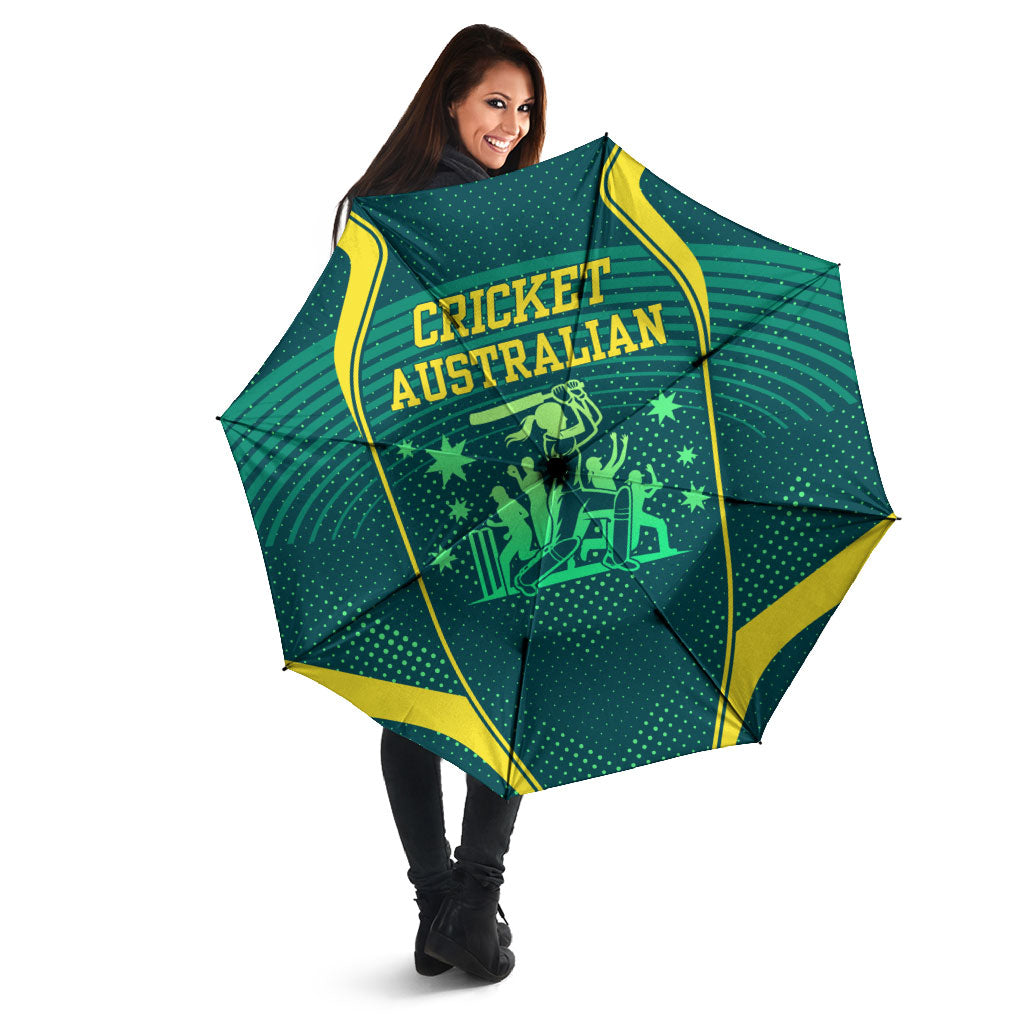Australian Cricket Umbrella Dark Green Halftone Tech Graphic - Southern Cross Stars