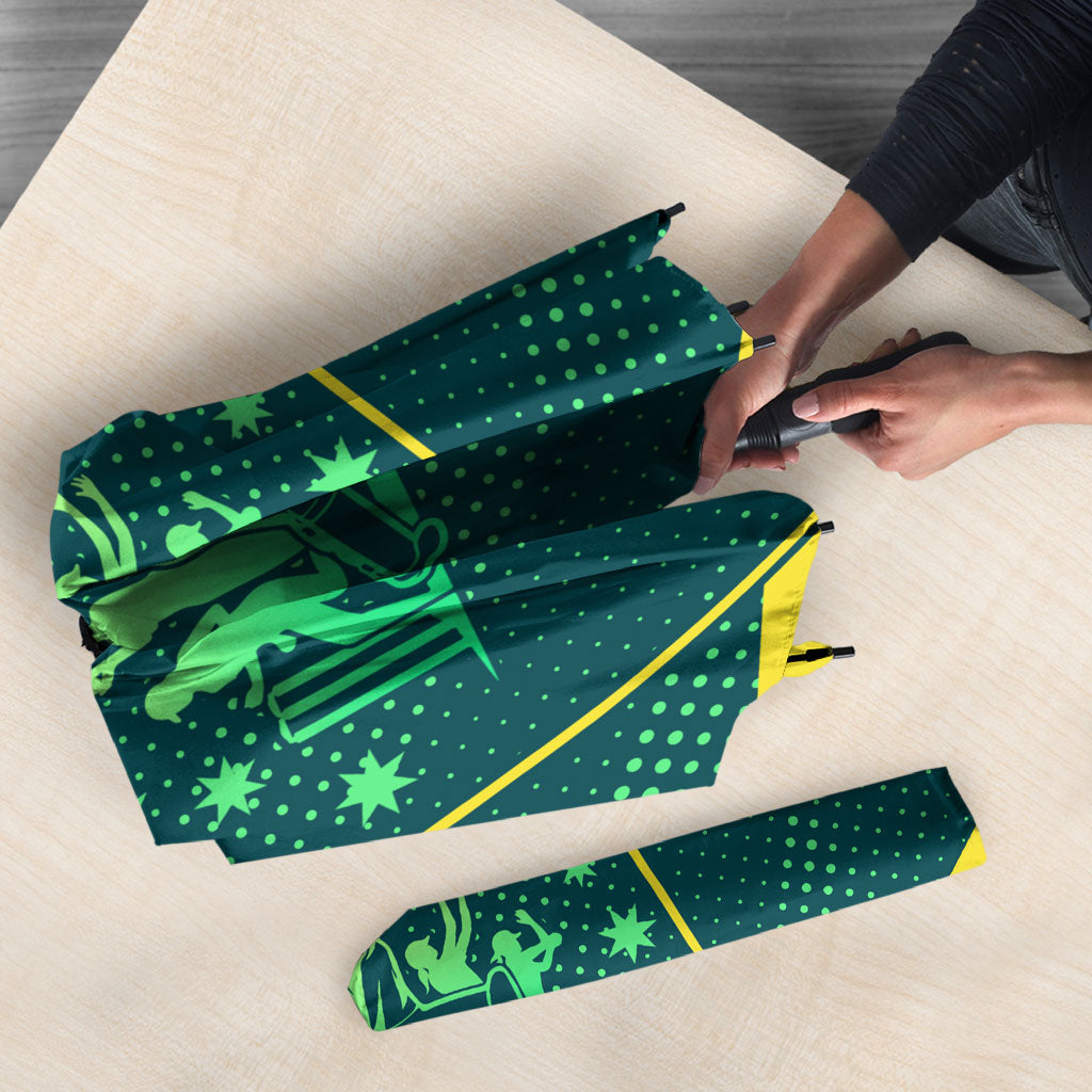 Australian Cricket Umbrella Dark Green Halftone Tech Graphic - Southern Cross Stars