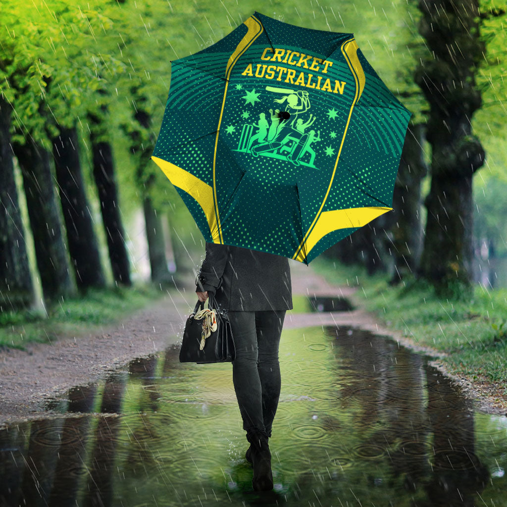Australian Cricket Umbrella Dark Green Halftone Tech Graphic - Southern Cross Stars