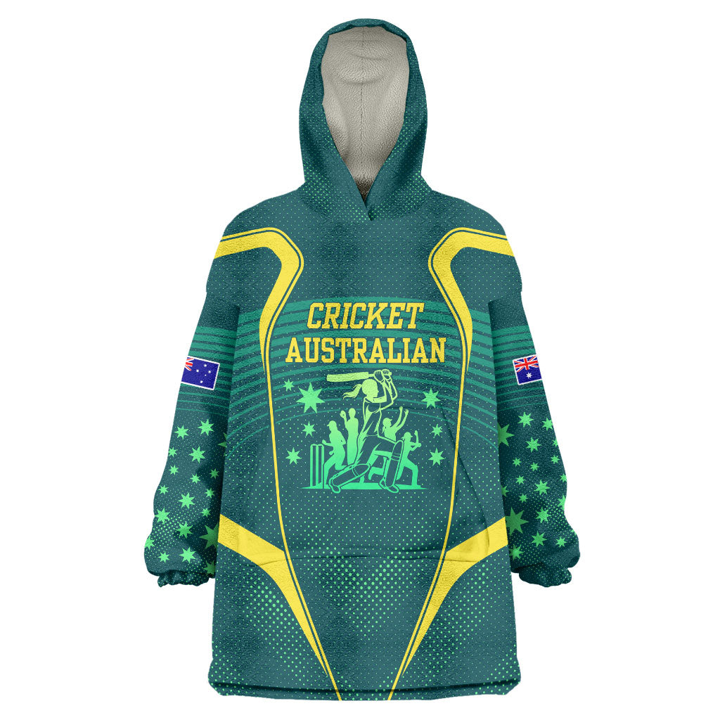 Australian Cricket Wearable Blanket Hoodie Dark Green Halftone Tech Graphic - Southern Cross Stars