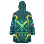 Australian Cricket Wearable Blanket Hoodie Dark Green Halftone Tech Graphic - Southern Cross Stars