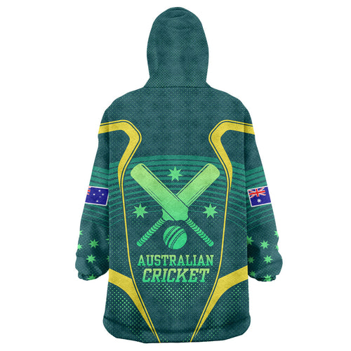Australian Cricket Wearable Blanket Hoodie Dark Green Halftone Tech Graphic - Southern Cross Stars