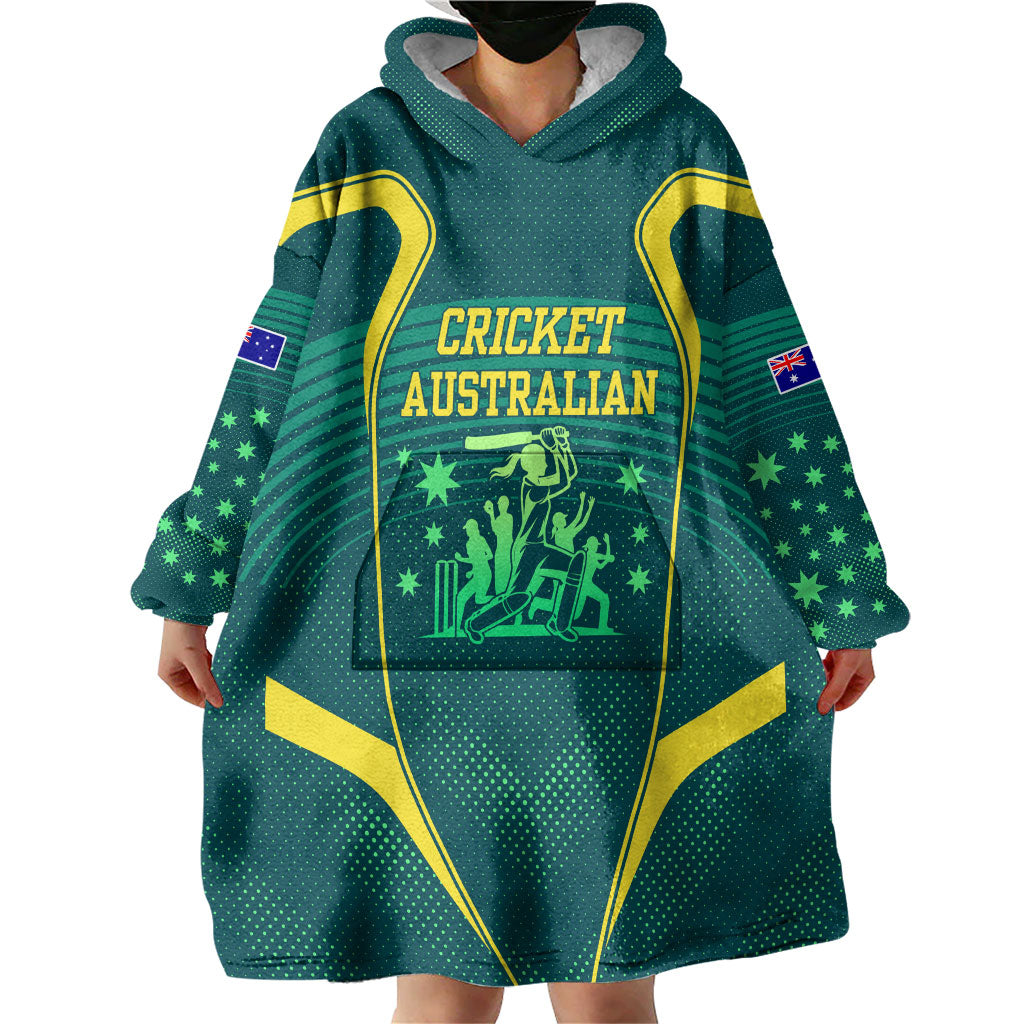 Australian Cricket Wearable Blanket Hoodie Dark Green Halftone Tech Graphic - Southern Cross Stars