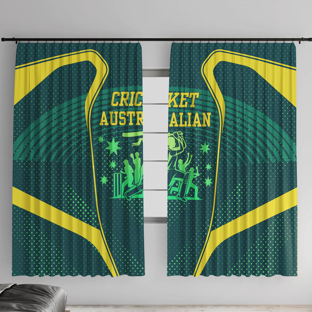 Australian Cricket Window Curtain Dark Green Halftone Tech Graphic - Southern Cross Stars