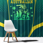 Australian Cricket Window Curtain Dark Green Halftone Tech Graphic - Southern Cross Stars