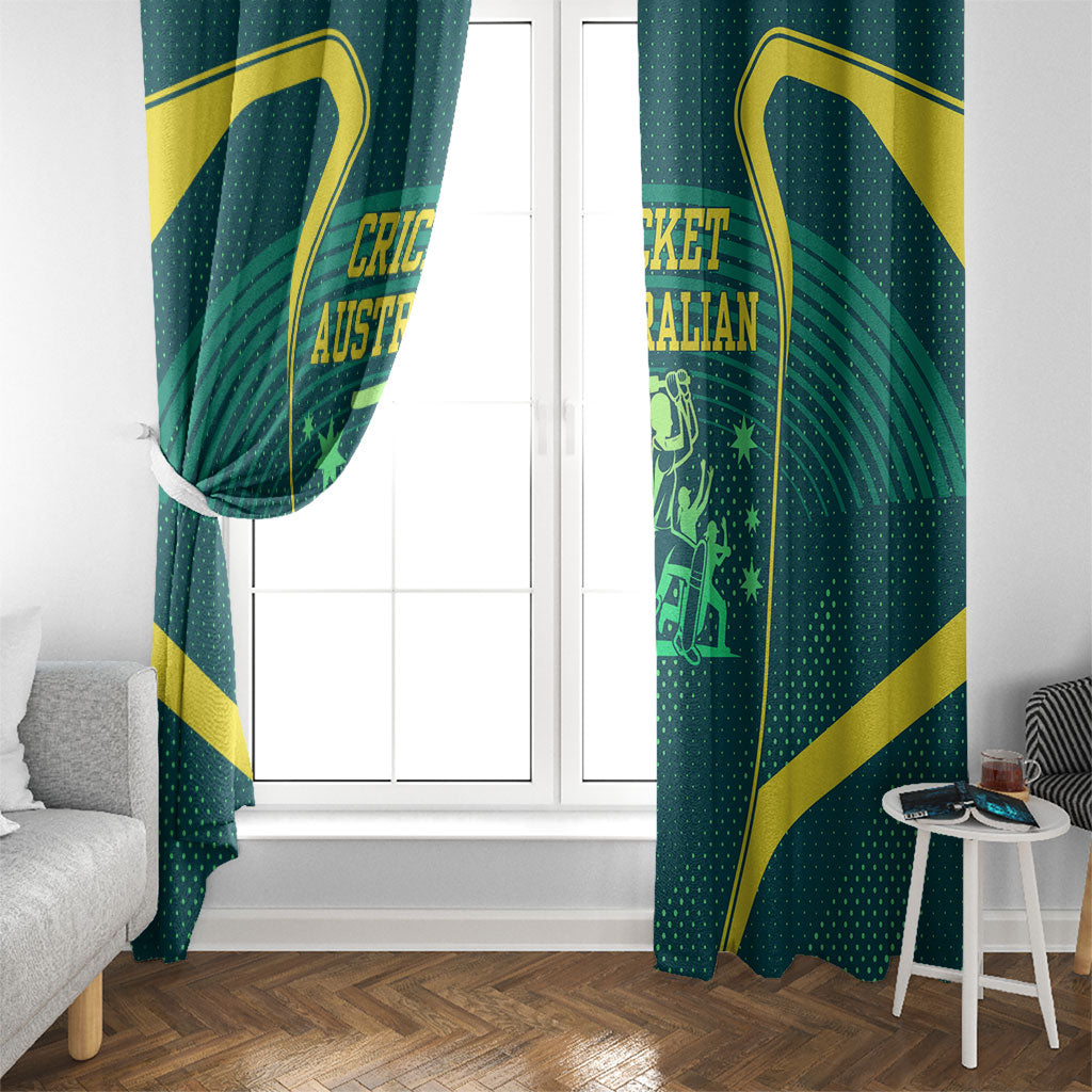 Australian Cricket Window Curtain Dark Green Halftone Tech Graphic - Southern Cross Stars