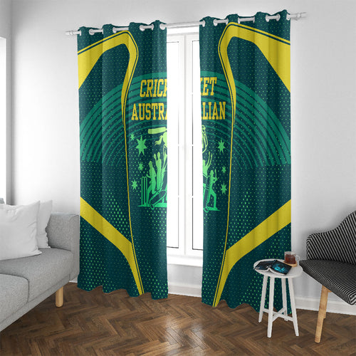 Australian Cricket Window Curtain Dark Green Halftone Tech Graphic - Southern Cross Stars