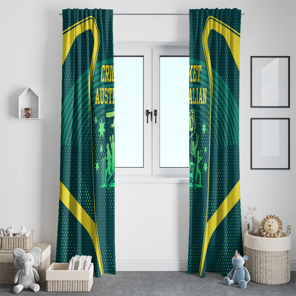 Australian Cricket Window Curtain Dark Green Halftone Tech Graphic - Southern Cross Stars