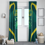 Australian Cricket Window Curtain Dark Green Halftone Tech Graphic - Southern Cross Stars