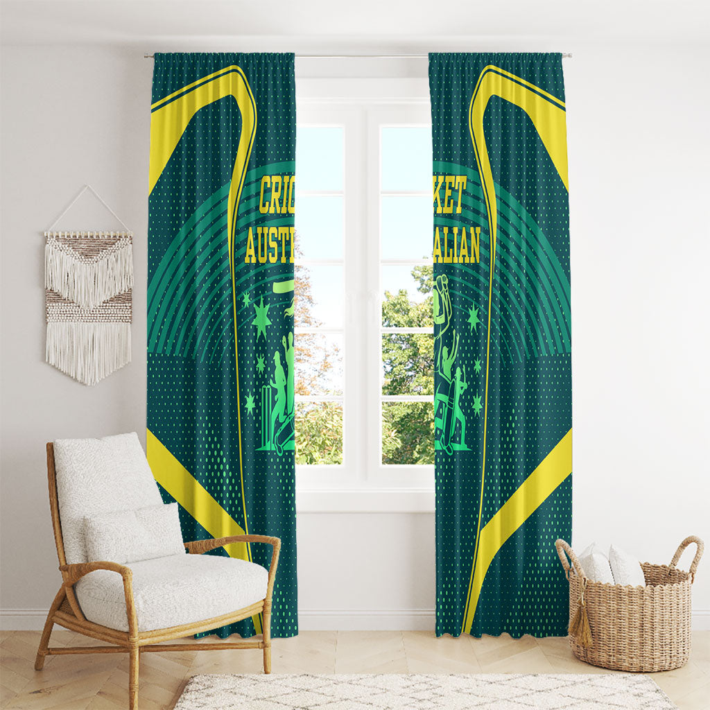 Australian Cricket Window Curtain Dark Green Halftone Tech Graphic - Southern Cross Stars