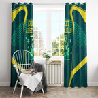 Australian Cricket Window Curtain Dark Green Halftone Tech Graphic - Southern Cross Stars