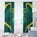 Australian Cricket Window Curtain Dark Green Halftone Tech Graphic - Southern Cross Stars