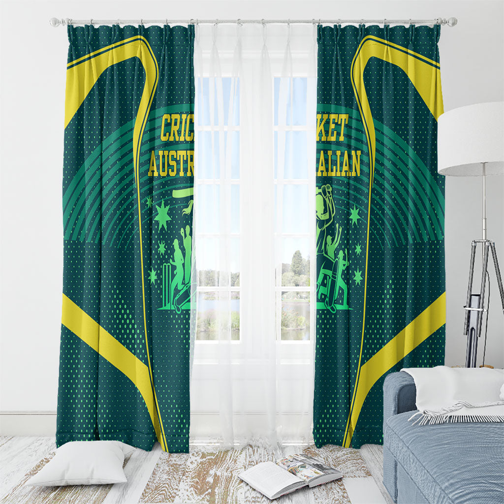 Australian Cricket Window Curtain Dark Green Halftone Tech Graphic - Southern Cross Stars