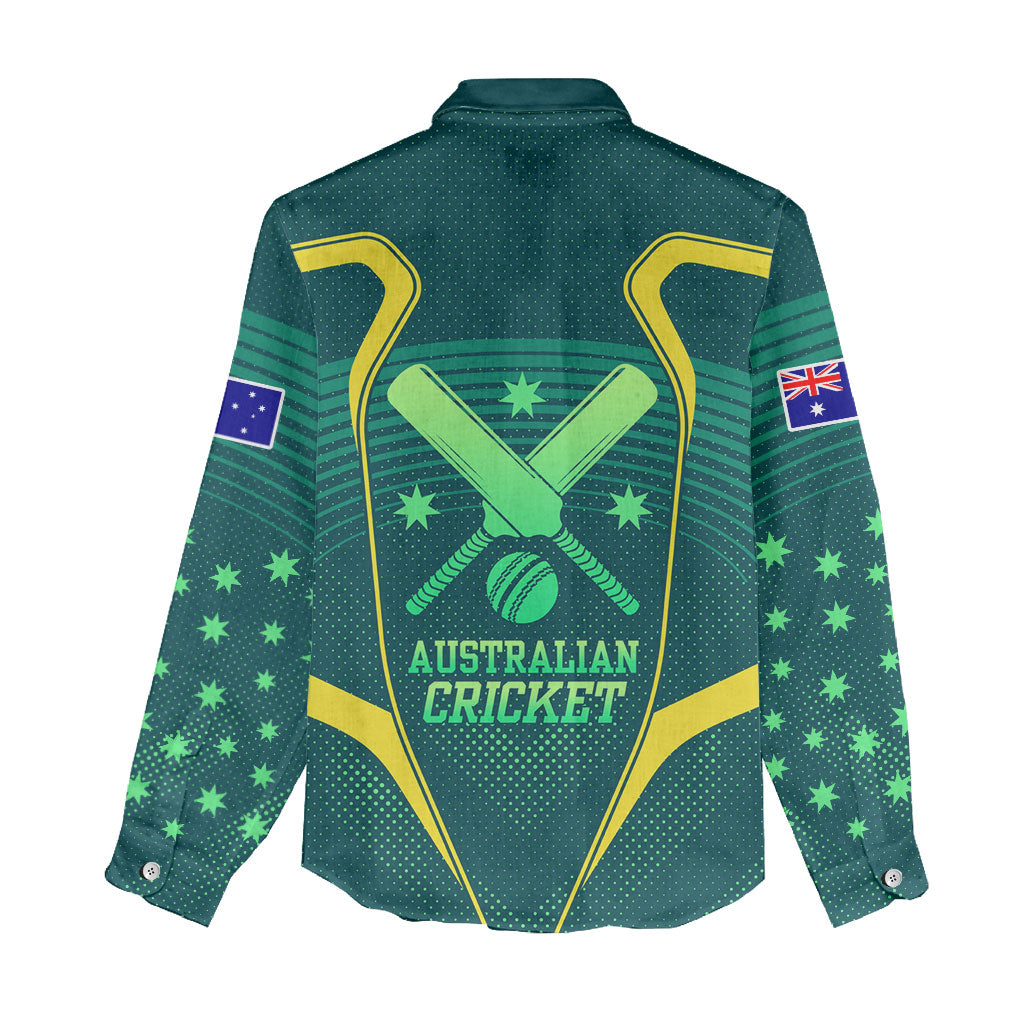Australian Cricket Women Casual Shirt Dark Green Halftone Tech Graphic - Southern Cross Stars