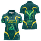 Australian Cricket Women Polo Shirt Dark Green Halftone Tech Graphic - Southern Cross Stars