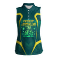Australian Cricket Women Sleeveless Polo Shirt Dark Green Halftone Tech Graphic - Southern Cross Stars