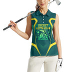 Australian Cricket Women Sleeveless Polo Shirt Dark Green Halftone Tech Graphic - Southern Cross Stars