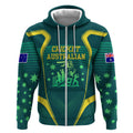 Australian Cricket Zip Hoodie Dark Green Halftone Tech Graphic - Southern Cross Stars