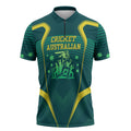 Australian Cricket Zipper Polo Shirt Dark Green Halftone Tech Graphic - Southern Cross Stars