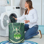 Australian Boomers Basketball Laundry Basket Green Hexagon Camo Style With Dynamic Slam Dunk Graphic