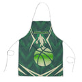Australian Boomers Basketball Apron Green Hexagon Camo Style With Dynamic Slam Dunk Graphic
