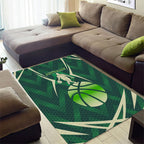 Australian Boomers Basketball Area Rug Green Hexagon Camo Style With Dynamic Slam Dunk Graphic