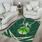 Australian Boomers Basketball Area Rug Green Hexagon Camo Style With Dynamic Slam Dunk Graphic