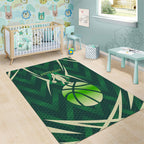 Australian Boomers Basketball Area Rug Green Hexagon Camo Style With Dynamic Slam Dunk Graphic