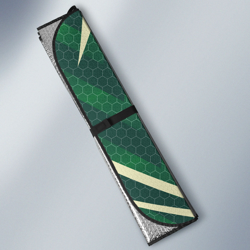 Australian Boomers Basketball Auto Sun Shade Green Hexagon Camo Style With Dynamic Slam Dunk Graphic