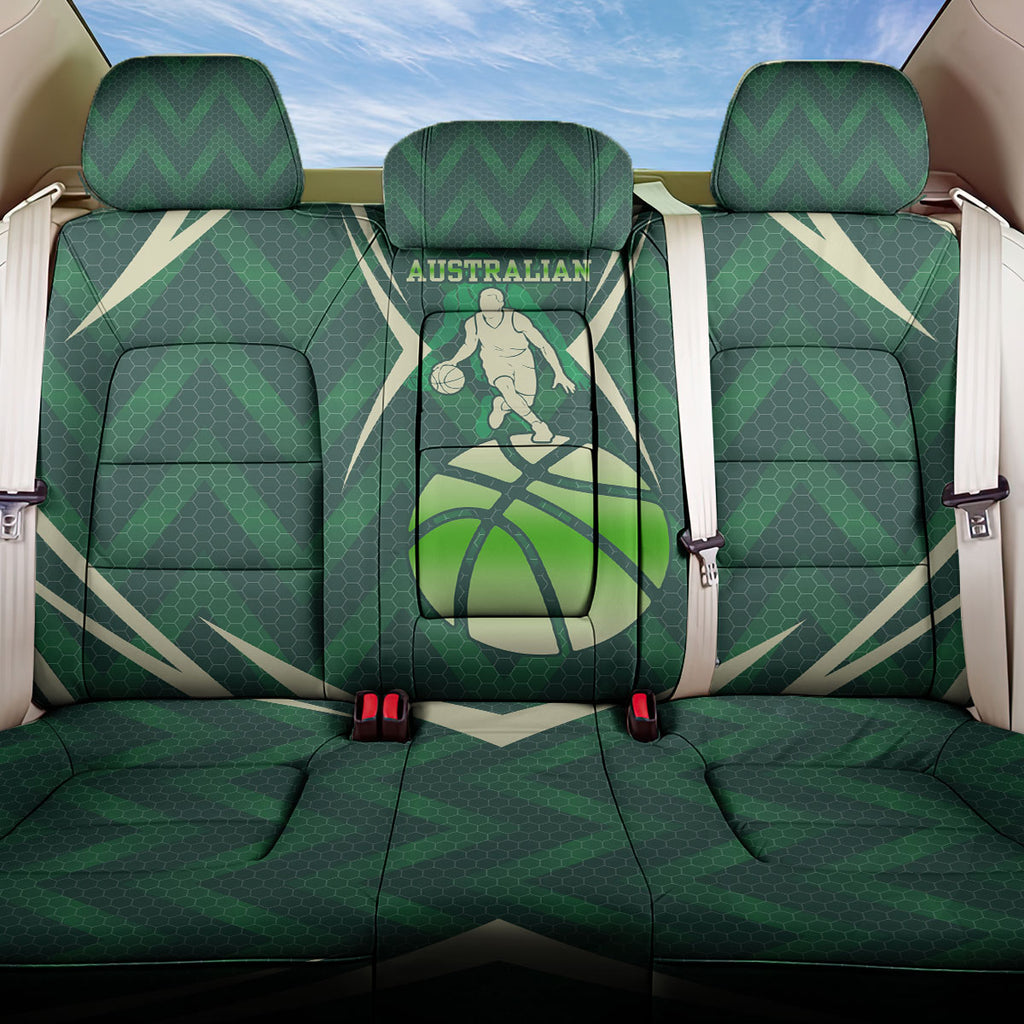 Australian Boomers Basketball Back Car Seat Cover Green Hexagon Camo Style With Dynamic Slam Dunk Graphic