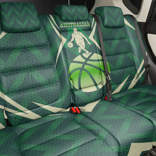 Australian Boomers Basketball Back Car Seat Cover Green Hexagon Camo Style With Dynamic Slam Dunk Graphic
