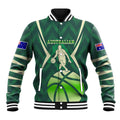 Australian Boomers Basketball Baseball Jacket Green Hexagon Camo Style With Dynamic Slam Dunk Graphic