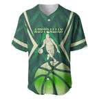 Australian Boomers Basketball Baseball Jersey Green Hexagon Camo Style With Dynamic Slam Dunk Graphic