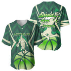 Australian Boomers Basketball Baseball Jersey Green Hexagon Camo Style With Dynamic Slam Dunk Graphic