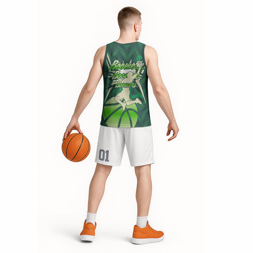 Australian Boomers Basketball Basketball Jersey Green Hexagon Camo Style With Dynamic Slam Dunk Graphic