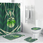 Australian Boomers Basketball Bathroom Set Green Hexagon Camo Style With Dynamic Slam Dunk Graphic