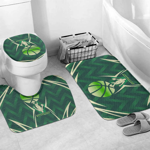 Australian Boomers Basketball Bathroom Set Green Hexagon Camo Style With Dynamic Slam Dunk Graphic
