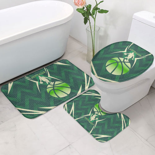 Australian Boomers Basketball Bathroom Set Green Hexagon Camo Style With Dynamic Slam Dunk Graphic