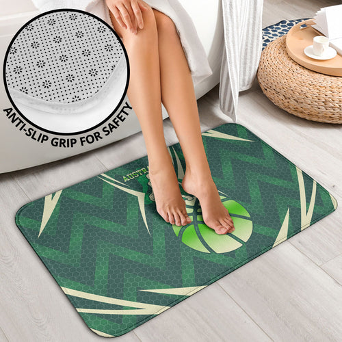 Australian Boomers Basketball Bathroom Set Green Hexagon Camo Style With Dynamic Slam Dunk Graphic