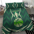 Australian Boomers Basketball Bedding Set Green Hexagon Camo Style With Dynamic Slam Dunk Graphic