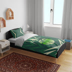 Australian Boomers Basketball Bedding Set Green Hexagon Camo Style With Dynamic Slam Dunk Graphic