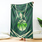 Australian Boomers Basketball Blanket Green Hexagon Camo Style With Dynamic Slam Dunk Graphic