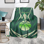 Australian Boomers Basketball Blanket Green Hexagon Camo Style With Dynamic Slam Dunk Graphic