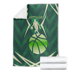 Australian Boomers Basketball Blanket Green Hexagon Camo Style With Dynamic Slam Dunk Graphic