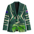 Australian Boomers Basketball Blazer Green Hexagon Camo Style With Dynamic Slam Dunk Graphic