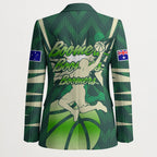 Australian Boomers Basketball Blazer Green Hexagon Camo Style With Dynamic Slam Dunk Graphic