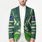 Australian Boomers Basketball Blazer Green Hexagon Camo Style With Dynamic Slam Dunk Graphic