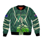 Australian Boomers Basketball Bomber Jacket Green Hexagon Camo Style With Dynamic Slam Dunk Graphic