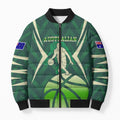 Australian Boomers Basketball Bomber Puffer Jacket Green Hexagon Camo Style With Dynamic Slam Dunk Graphic